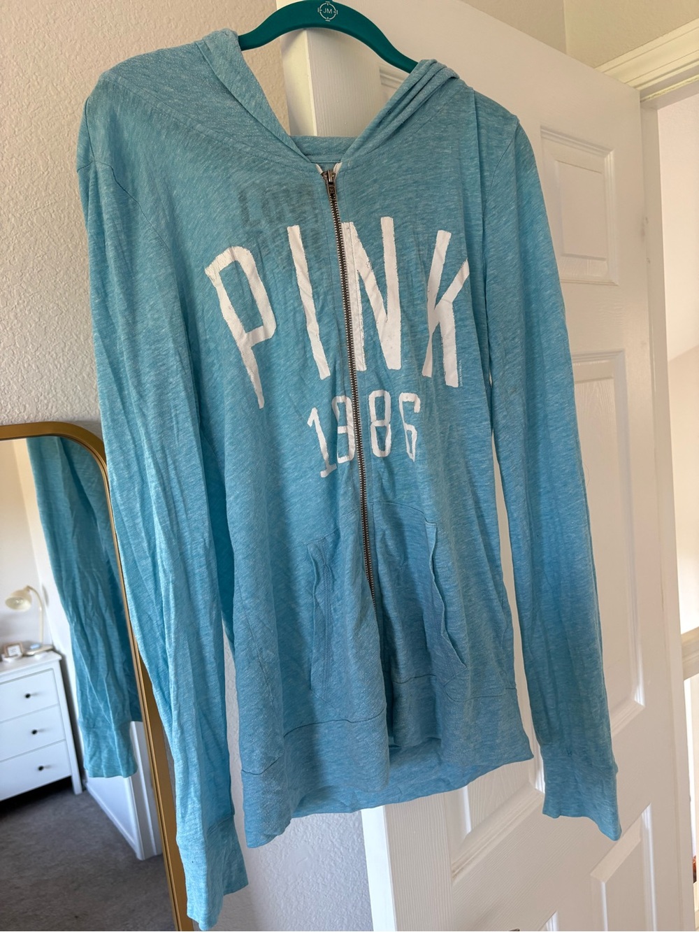 Victoria’s Secret PINK Light Blue Zip Tunic Hoodie